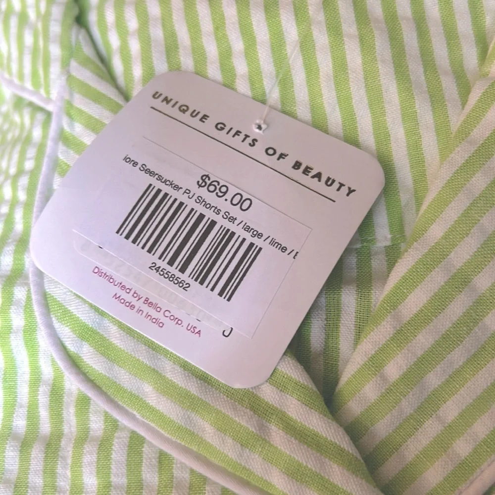 Belle Il Fiore Pajamas Ultra Soft Seersucker Womens PJ Ruffled ShortSet NWT - Picture 3 of 7
